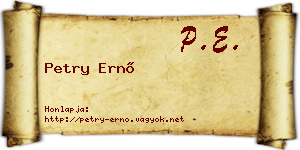 Petry Ernő névjegykártya